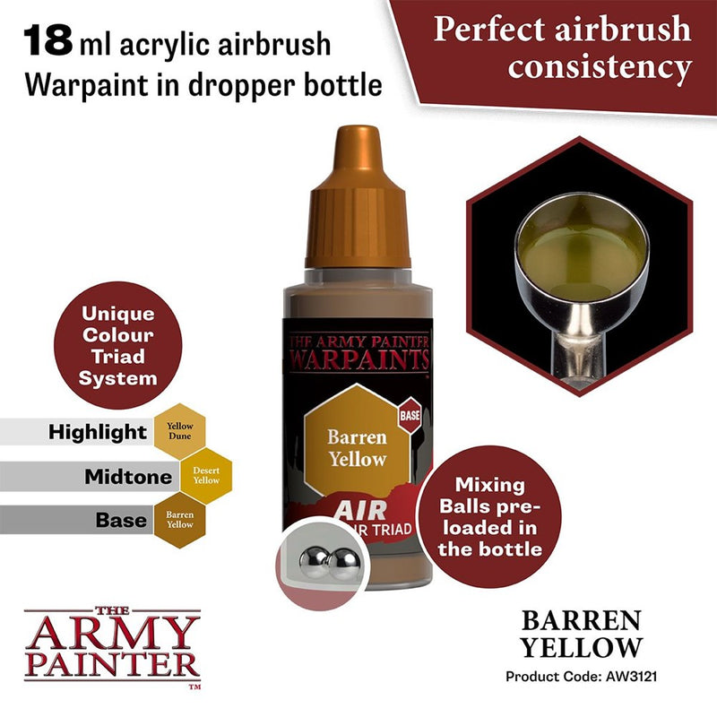 Army Painter AW3121 Warpaints Air Barren Yellow Acrylic Paint 18ml