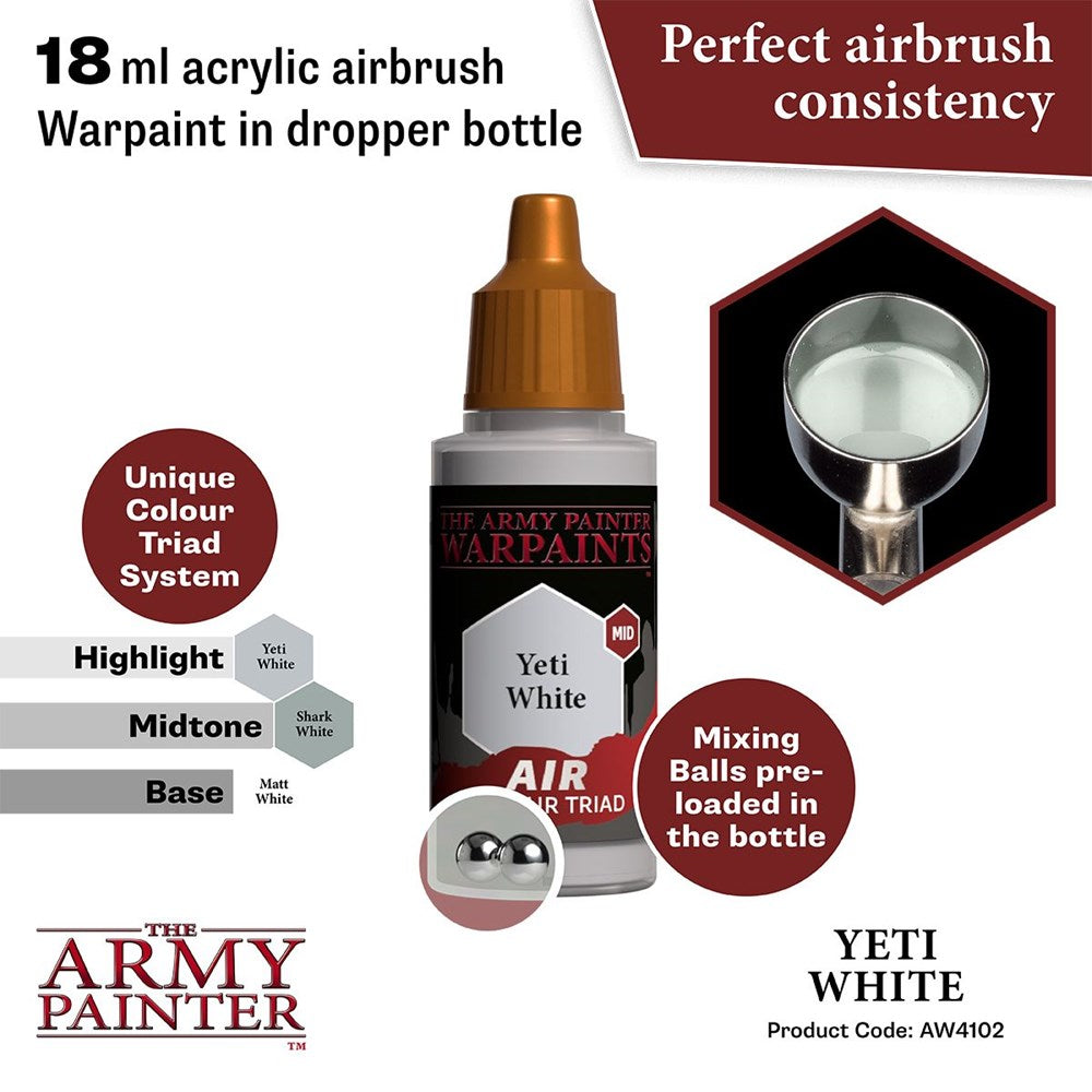 Army Painter AW4102 Warpaints Air Yeti White Acrylic Paint 18ml (8938250928365)