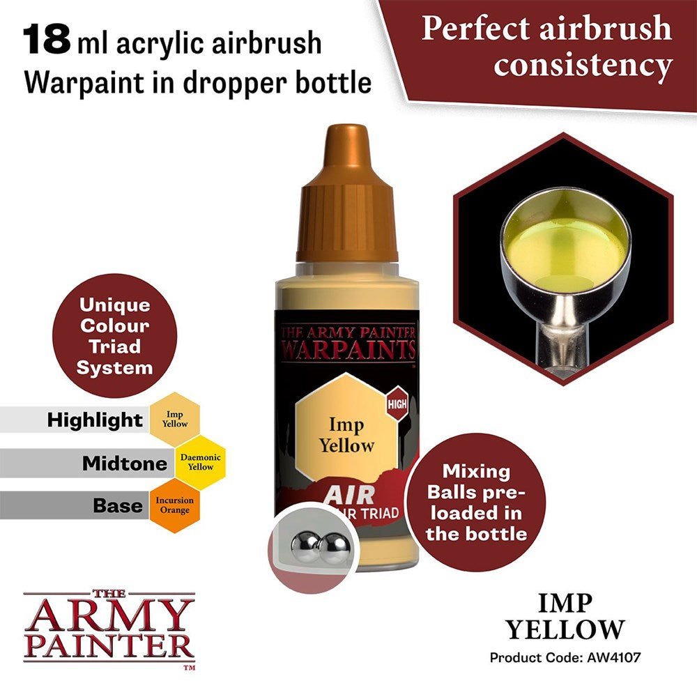 Army Painter AW4107 Warpaints Air Imp Yellow Acrylic Paint 18ml (8938251223277)