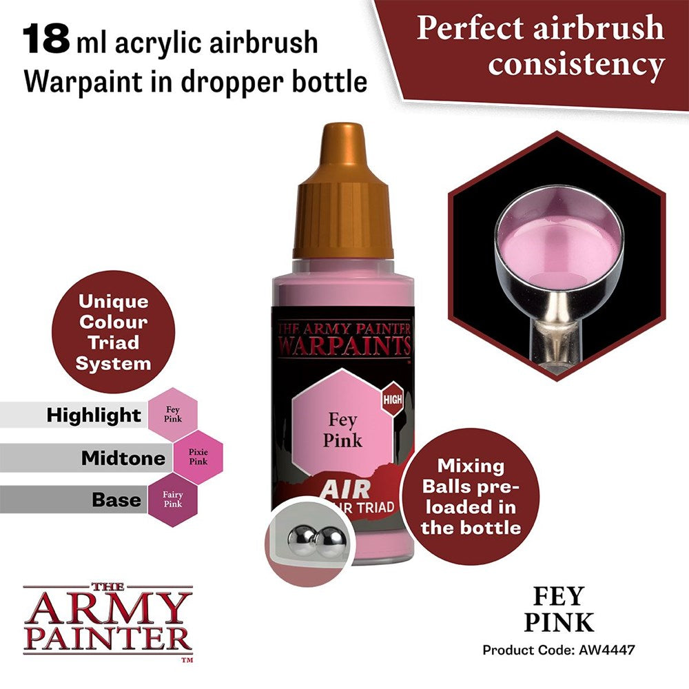 Army Painter AW4447 Warpaints Air Fey Pink Acrylic Paint 18ml (8938253058285)