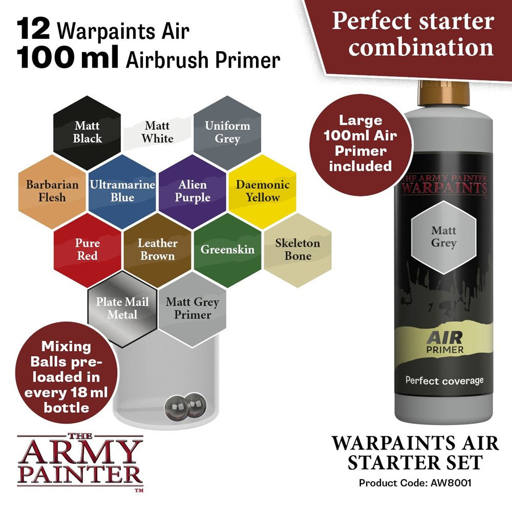 Army Painter AW8001 Warpaints Air Starter Set (8938253254893)