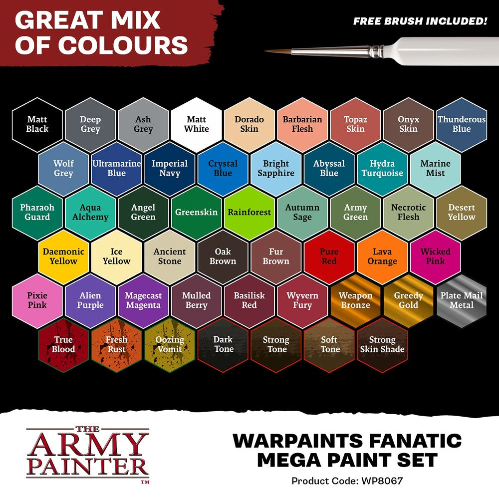 Army Painter WP8067 Warpaints Fanatic Mega Paint Set (8938254205165)