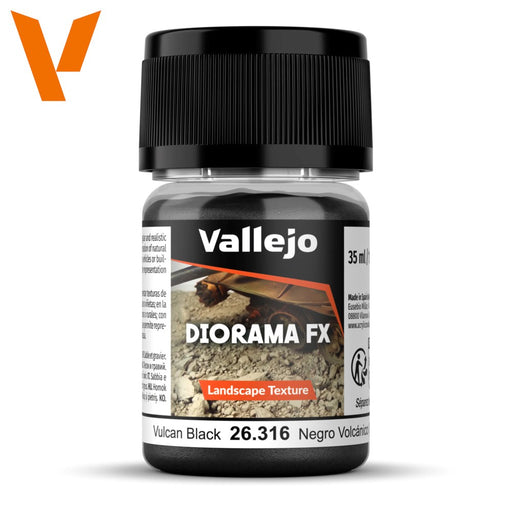 Vallejo AV26316 Diorama Effects Vulcan Black 0.1-0.6mm 35 ml (8938258759917)