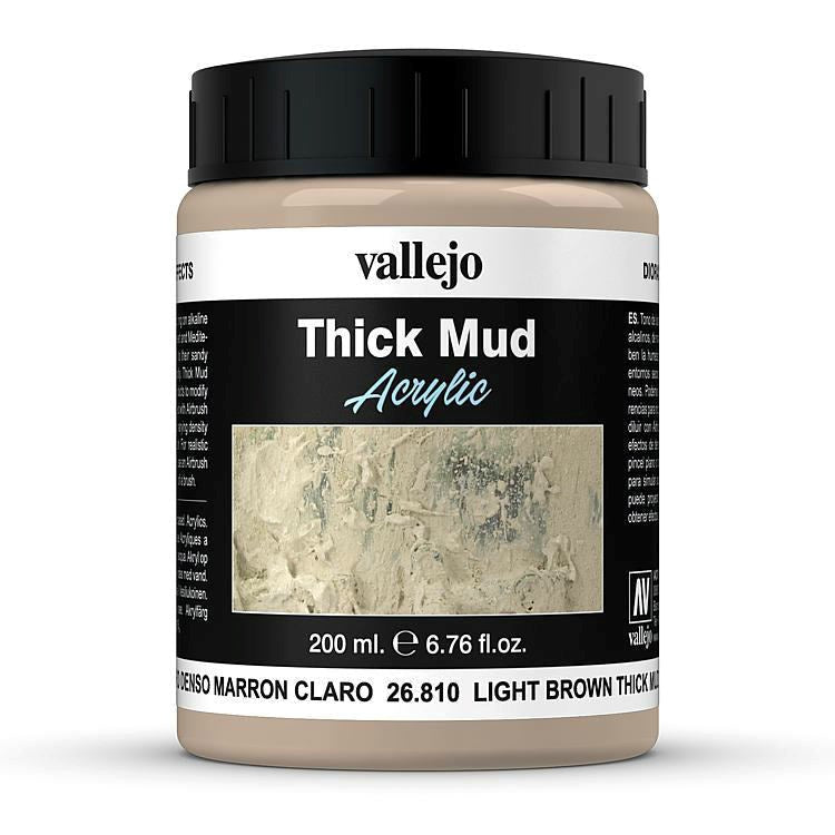 Vallejo AV26810 Diorama Effects Light Brown Thick Mud 200ml (8938260463853)