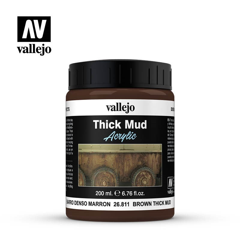 Vallejo AV26811 Diorama Effects Brown Thick Mud 200ml (8938260529389)