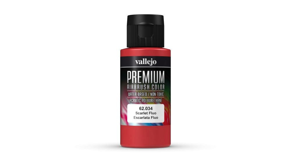 Vallejo AV62034 Premium Colour Fluorescent Scarlet 60 ml (8938264887533)
