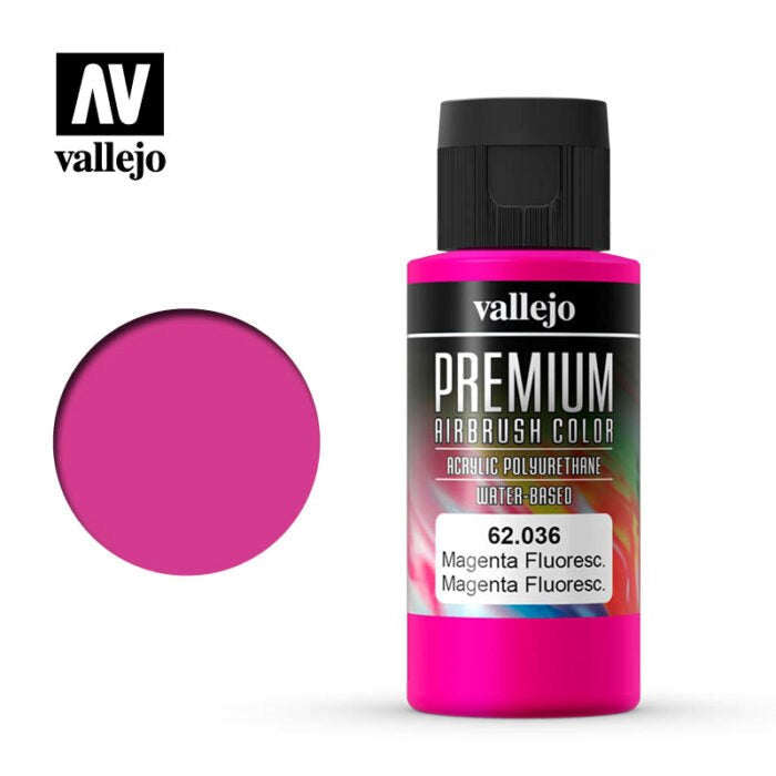 Vallejo AV62036 Premium Colour Fluorescent Magenta 60 ml (8938265084141)
