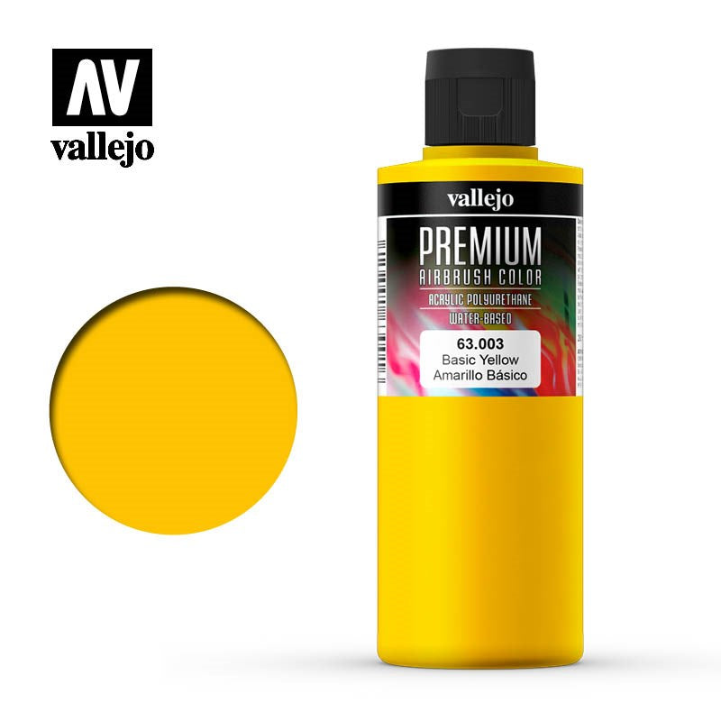 Vallejo AV63003 Premium Colour Basic Yellow 200ml