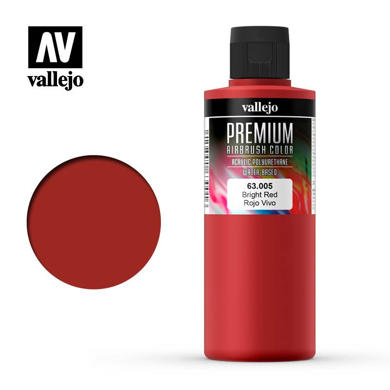 Vallejo AV63005 Premium Colour Bright Red 200ml (8938269081837)