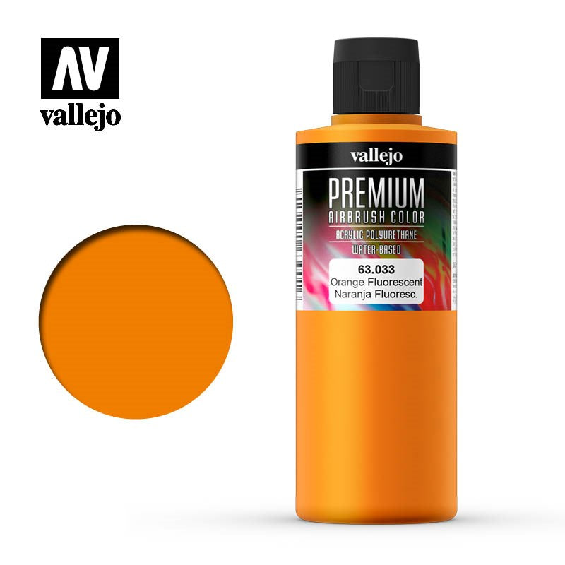 Vallejo AV63033 Premium Colour Fluorescent Orange 200ml