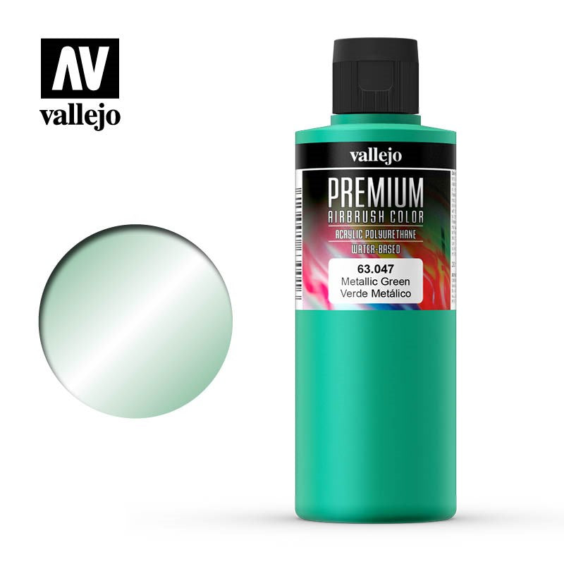 Vallejo AV63047 Premium Colour Pearl & Metallics Metallic Green 200ml