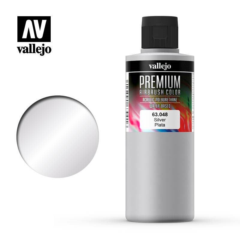 Vallejo AV63048 Premium Colour Pearl & Metallics Silver 200ml