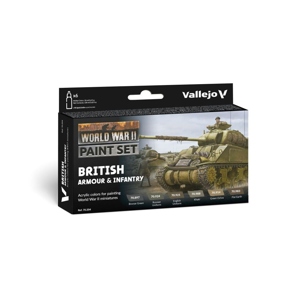 Vallejo AV70204 Model Colour British Armour & Infantry  WWII 6 Colour Set (8938281304301)