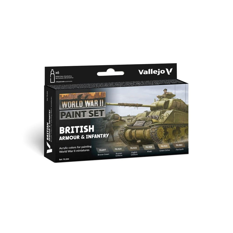 Vallejo AV70204 Model Colour British Armour & Infantry  WWII 6 Colour Set