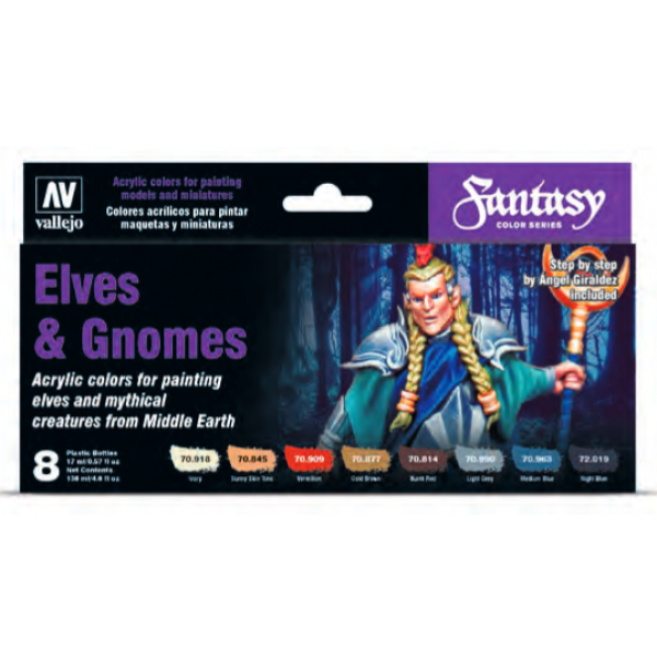 Vallejo AV70242 Fantasy Color Series Elves & Gnomes Set (8)