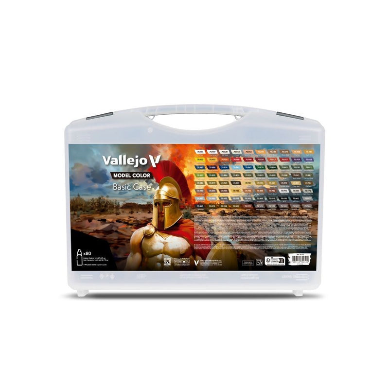 Vallejo AV70252 Model Colour Basic Case. Includes: 75 Basic Colors + 5 Auxiliaries 80 Colours