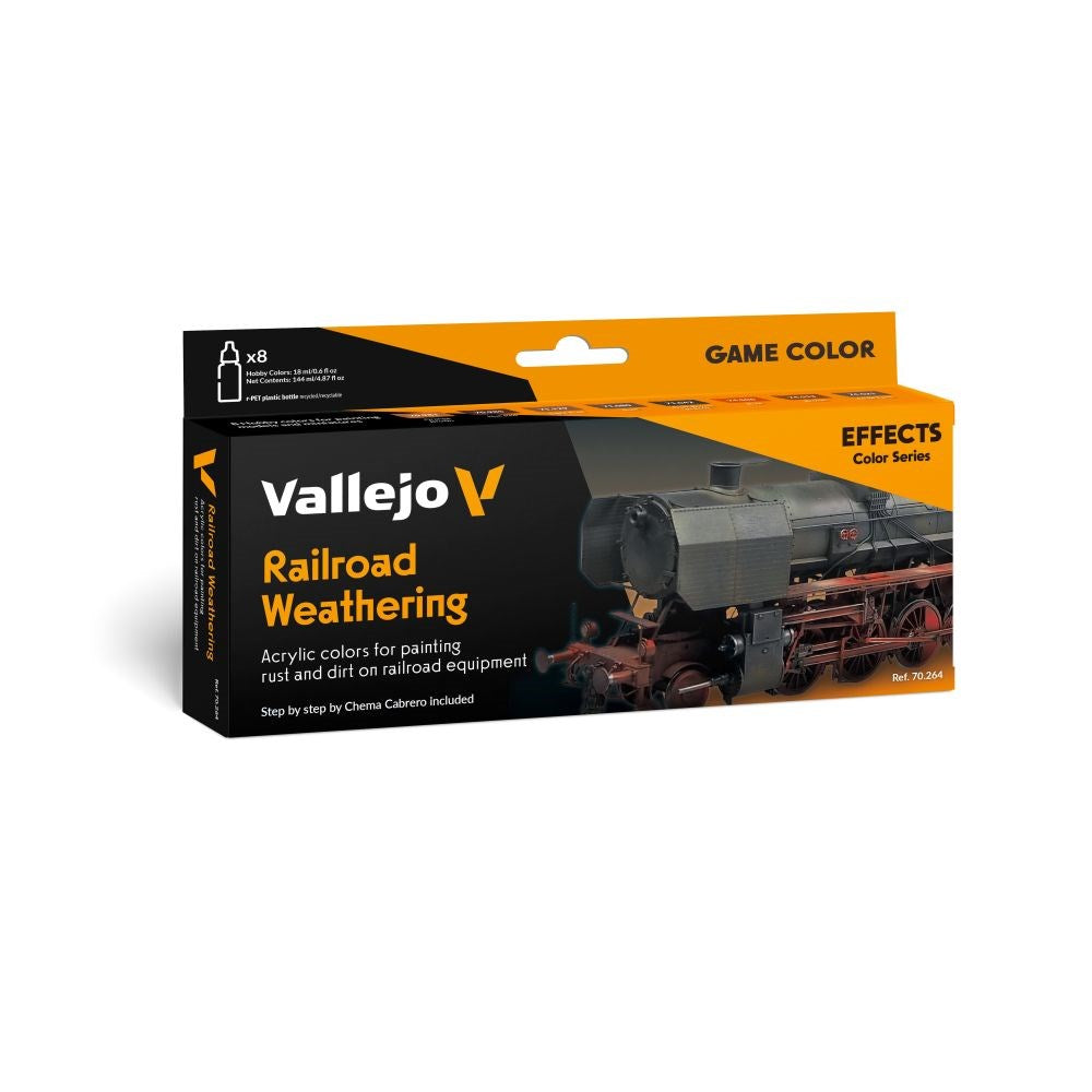 Vallejo AV70264 Model Colour Railroad Weathering By Chema Cabrero Effects 8 Colour Set (8938282975469)