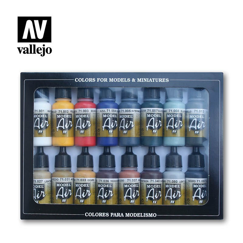 Vallejo AV71178 Model Air Basic Colour Pack 16 Colour Set (8938317480173)