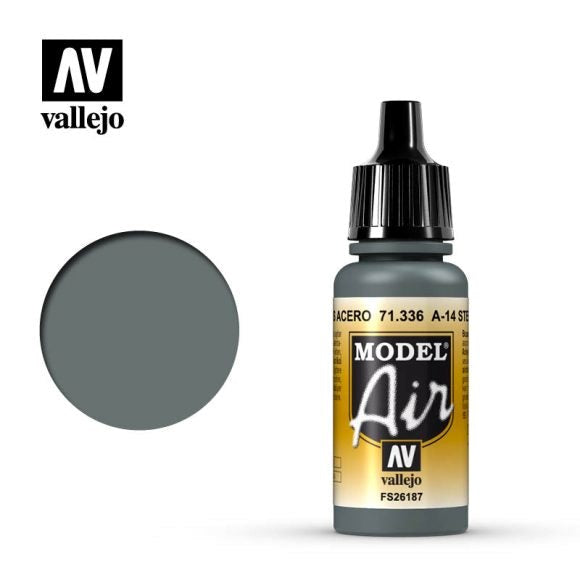 Vallejo AV71336 Model Air A14 Steel Grey 17ml Acrylic Paint