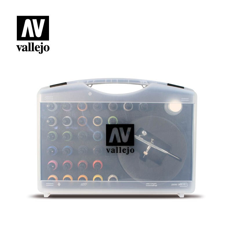 Vallejo AV72871 Basic Game Air Colours set & Airbrush (28 Colour Plastic Case) (8938352050413)