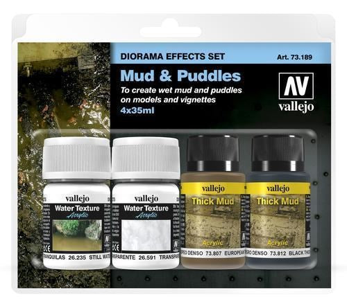 Vallejo AV73189 Diorama Effects Set Mud & Puddles (4) 35ml