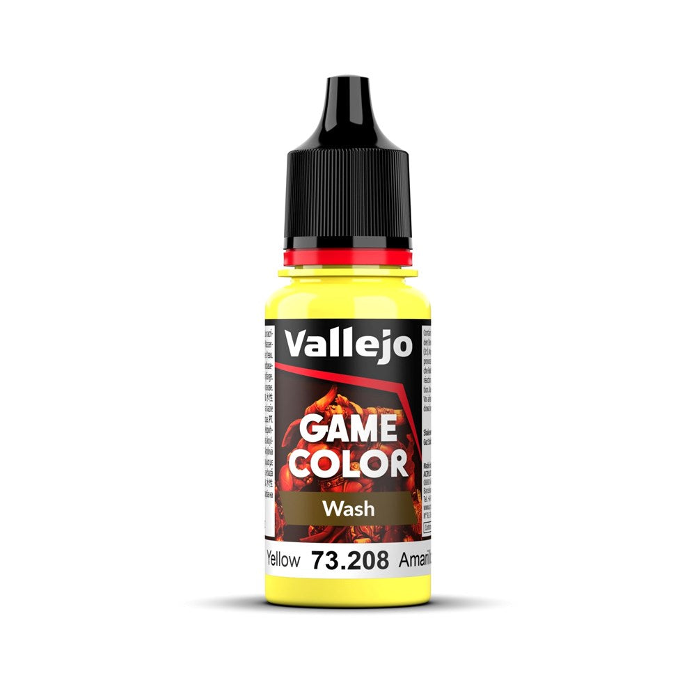 Vallejo AV73208 Game Colour Wash Yellow 18ml (8938355556589)