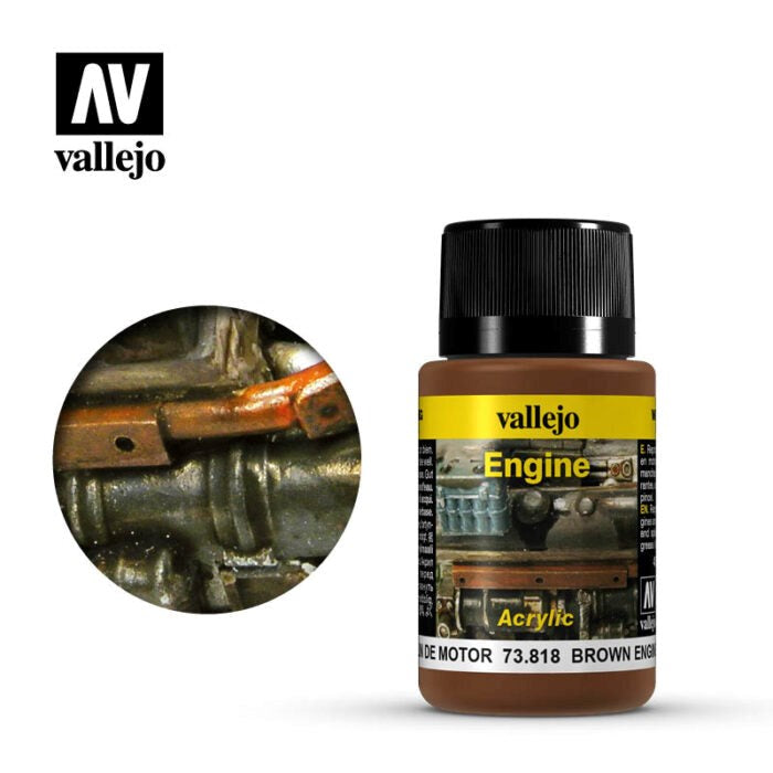 Vallejo AV73818 Weathering Effects Brown Engine Soot 40 ml (8938359619821)