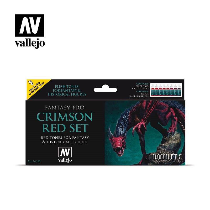 Vallejo AV74103 Game Colour Crimson Red 8 Colour Set (8938361290989)