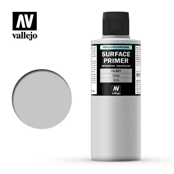 Vallejo AV74601 Surface Primer Colour Grey 200ml (8938361651437)