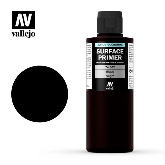 Vallejo AV74602 Surface Primer Colour Black 200ml (8938361782509)