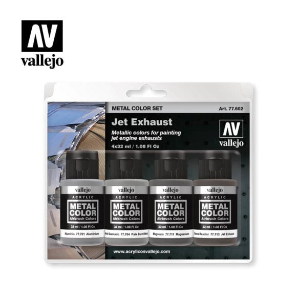 Vallejo AV77602 Metal Colour Jet Exhaust 4 Colour Acrylic Paint Set (8938369253613)