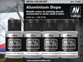 Vallejo AV77603 Metal Colour Aluminium Dope 4 Colour Acrylic Paint Set (8938369417453)