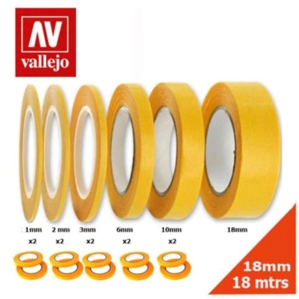 Vallejo AVT07002 Hobby Tools Precision Masking Tape 1mmx18m Twin Pack (8938374430957)