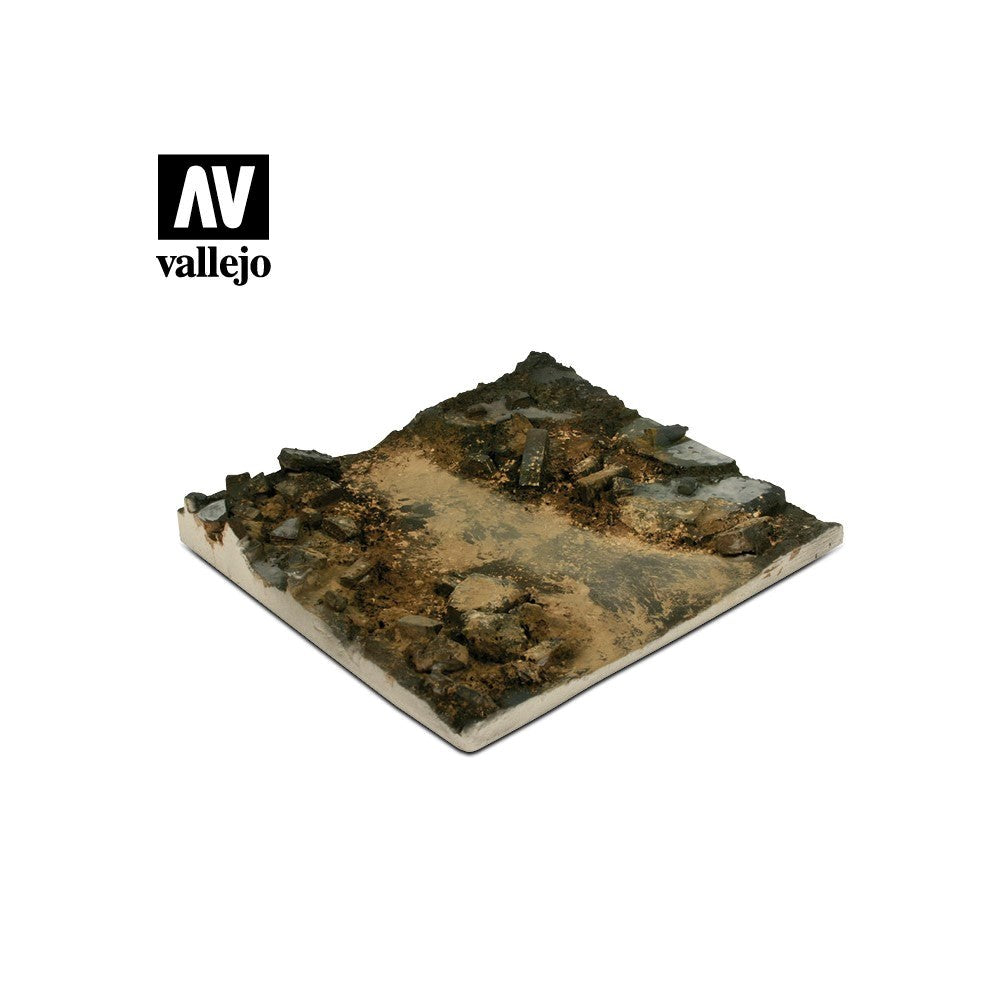 Vallejo AVSC002 Scenics Bases 1/35 14x14 Rubble Street Section Diorama Base (8938377281773)