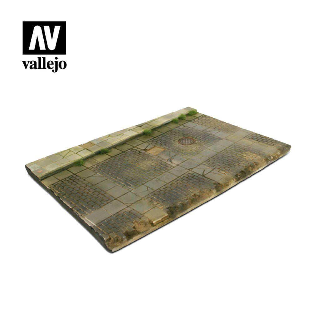 Vallejo AVSC103 Scenics Bases 1/35 31x21 Cobblestone street with a drain Diorama Base (8938377511149)