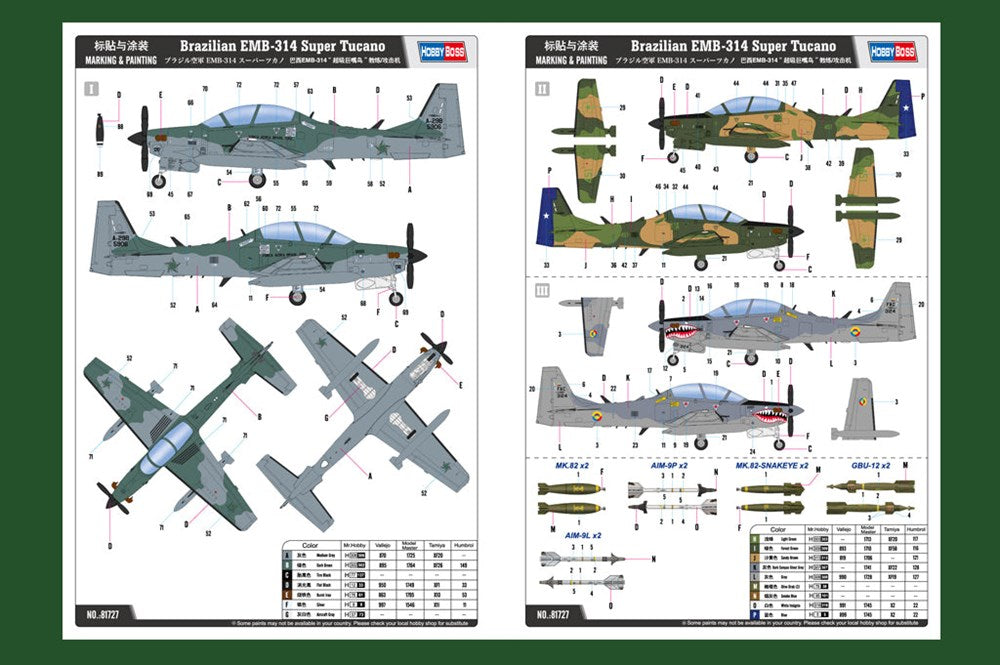 Hobby Boss 81727 1/48 Brazilian EMB-314 Super Tucano (8948589625581)