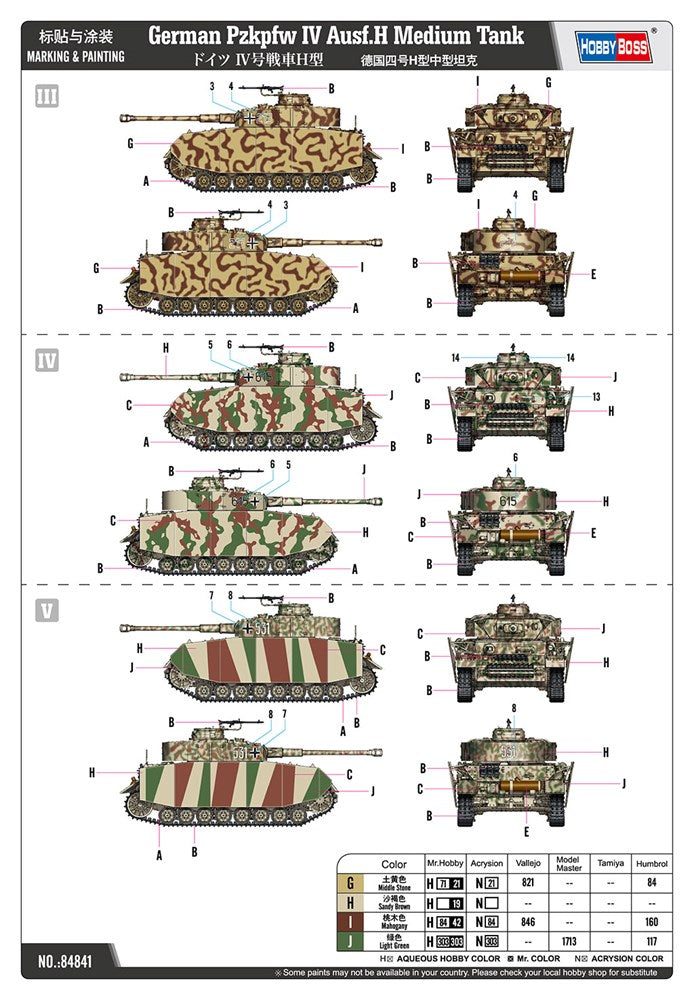 Hobby Boss 84841 1/48  Panzer Pz.Kpfw.IV Ausf.H Medium Tank (8948589953261)