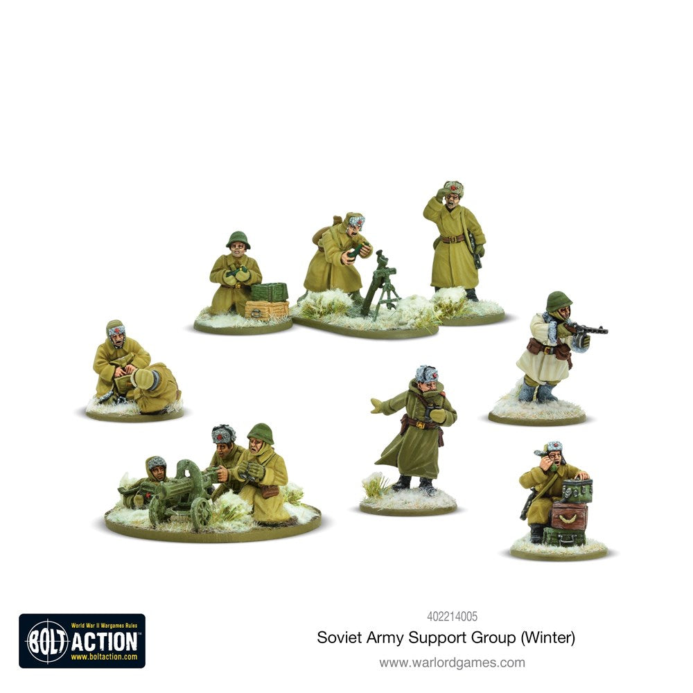 Bolt Action 402214005 1/56 Soviet Army Support Winter Support Group (HQ Mortar & MMG) (8949342568685)
