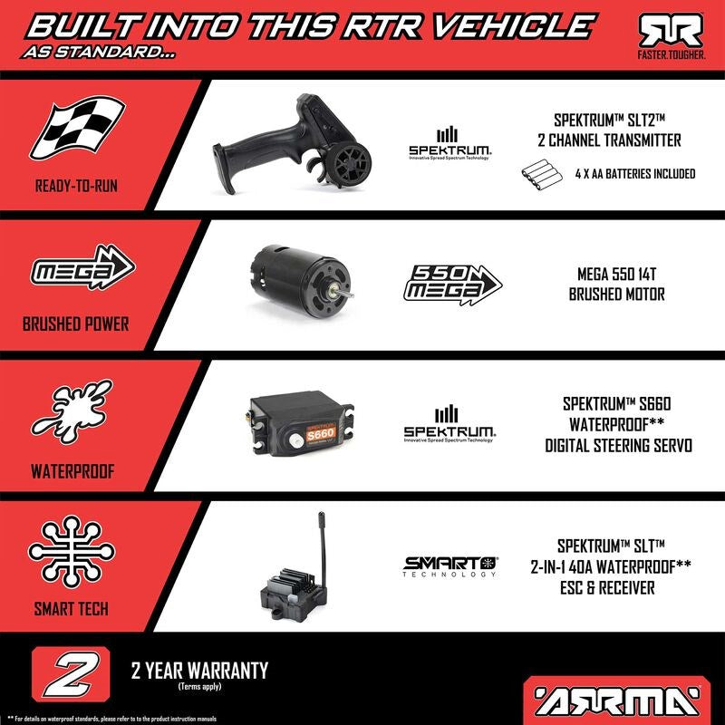 ARRMA ARA3221T1 1/10 VORTEKS MEGA 550 2WD Stadium Truck RTR Blue (Requires Battery and Charger) (8949801976045)