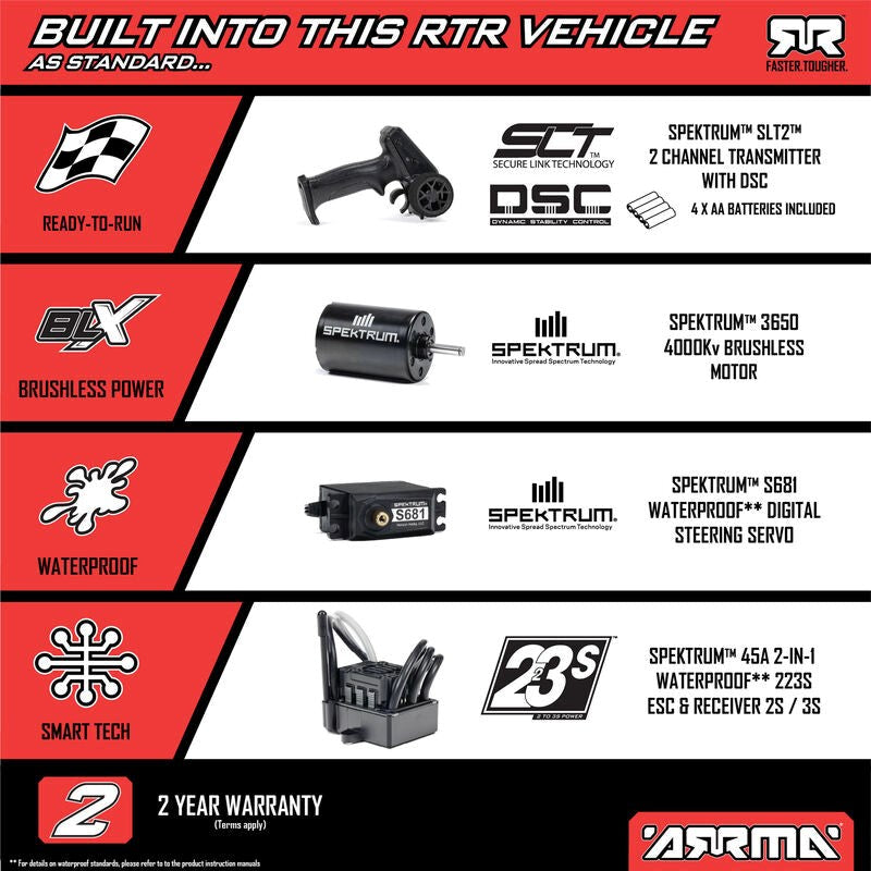 ARRMA ARA3521T1 1/10 FURY 223S BLX Brushless 2WD Short Course Truck RTR with DSC Blue (8949802762477)