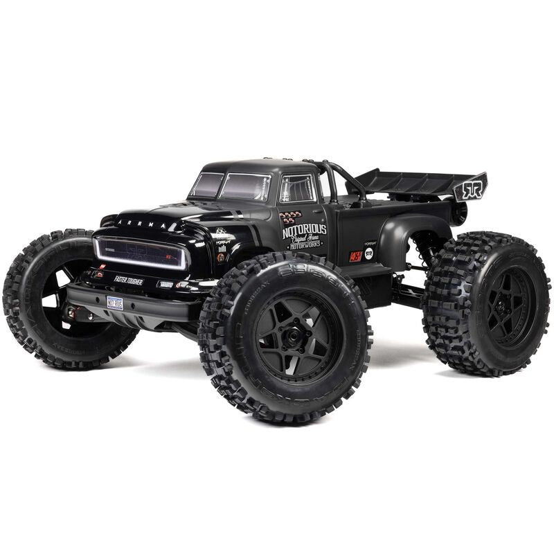 ARRMA ARA8611V6T1 1/8 NOTORIOUS 6S V6 4X4 BLX Brushless Stunt Truck RTR Black (8949803909357)