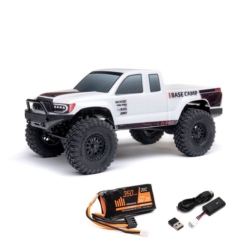 Axial AXI-1219T1 1/24 SCX24 Base Camp 4x4 Rock Crawler Brushed RTR - White (8949804007661)