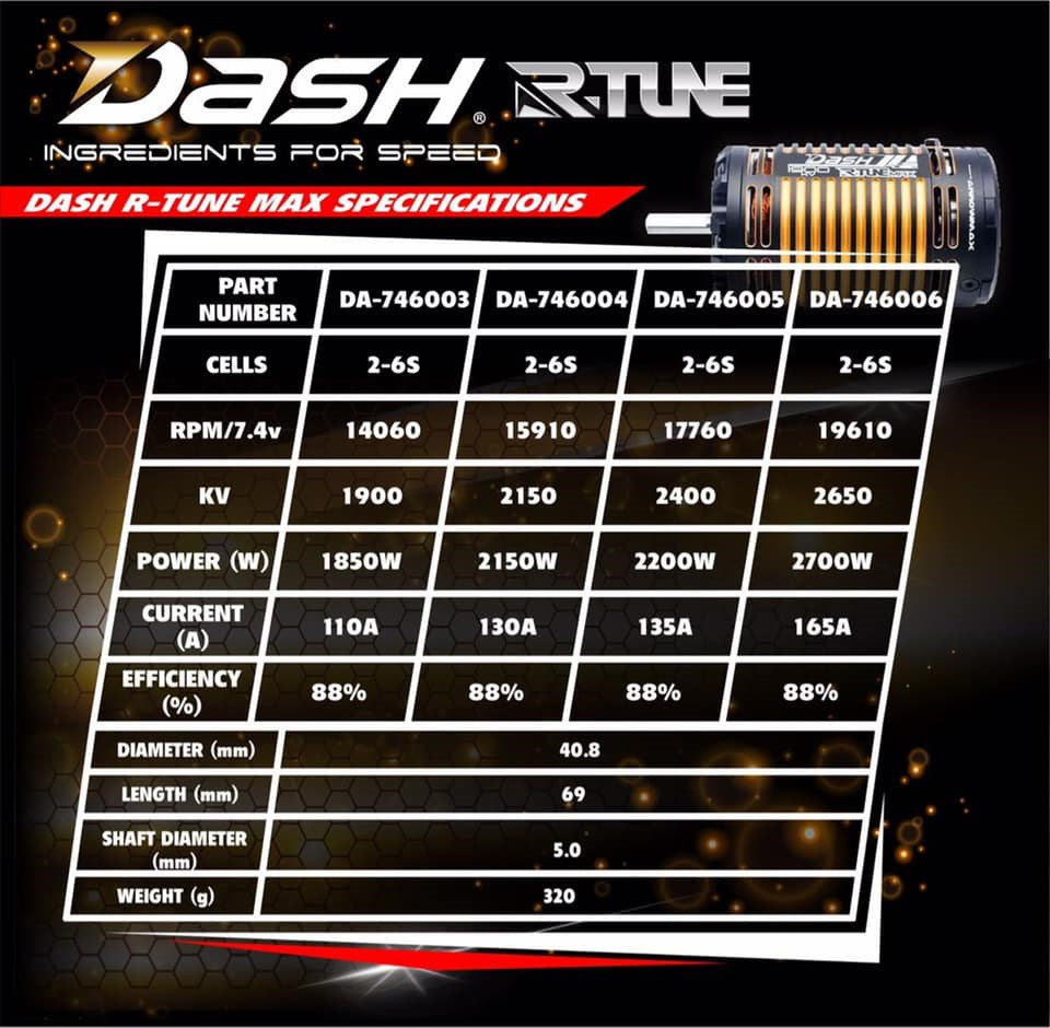Arrowmax DA-770005 DASH AI MAX 1/8 220Amp Competition ESC for 1/8th Buggy or Monster Truck (8949805285613)