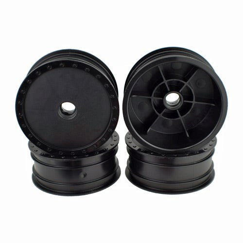 DE Racing DER-BB4-AFB Borrego Wheels for Associated B4 / Bearing / Front / BLACK / 4Pcs 2.2in (8949806072045)