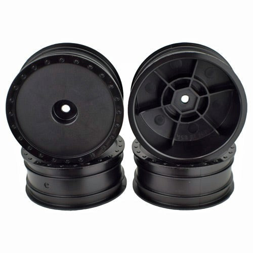 DE Racing DER-BB4-KFB Borrego Wheels for Associated B6 / Kyosho RB6 / Front / BLACK / 4Pcs 2.2in (8949806301421)