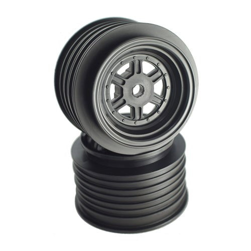 DE Racing DER-GLR-AB Gambler Rear Wheels for Late Model / MWM / Street Stock / 12mm Hex / AE -TLR / BLACK (4 PC) 1.7/2.2in (8949807153389)