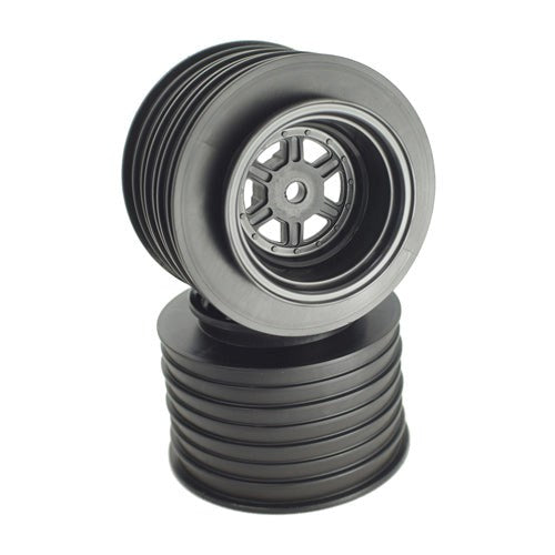 DE Racing DER-GSR-AB Gambler Rear Sprint Wheels with 12mm Hex / AE -TLR / BLACK (4 PC) 1.7/2.2in (8949807743213)