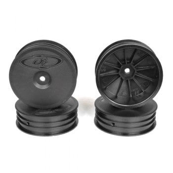 DE Racing DER-SB4-SLB Slim Speedline Buggy Wheels for TLR 22 3.0 - 5.0 / Front / BLACK / 4Pcs 2.2in Narrow for carpet racing