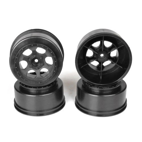 DE Racing DER-TS4-RB Trinidad SC Wheel for Traxxas Slash Rear - Slash 4x4 / HPI Blitz / BLACK / 4pcs 2.2/3.0in