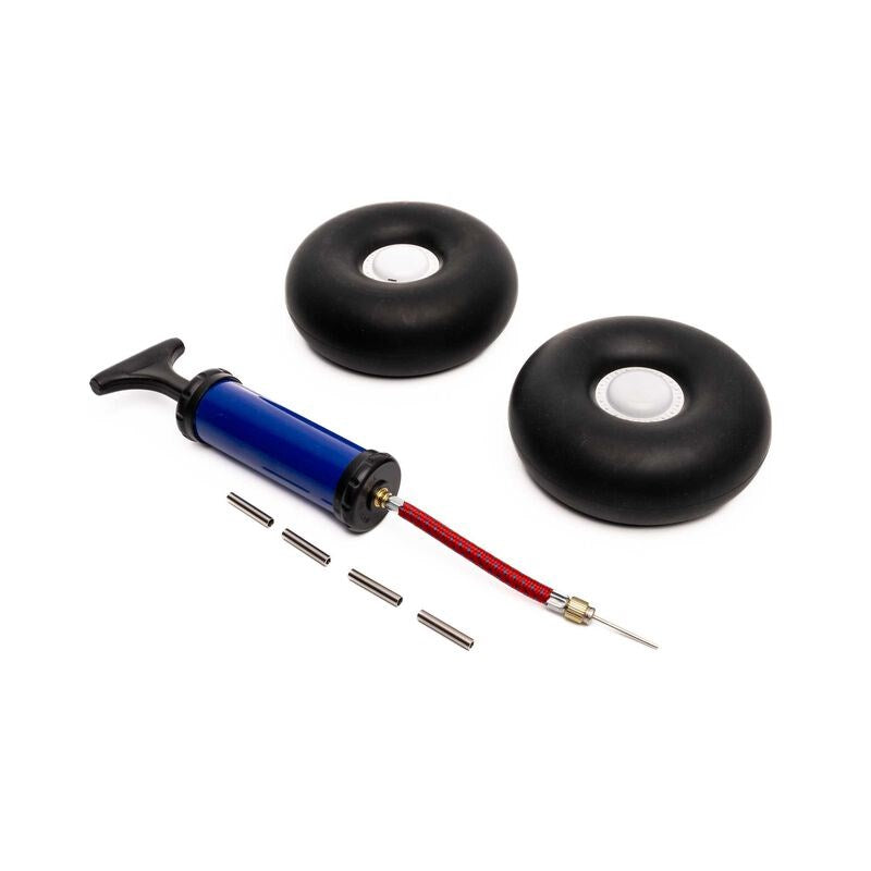 Eflite EFL-1350 Inflatable Tundra Tire and Beadlock Wheel Set w/Pump 5.5" (140mm) Fits Draco 2.0m and Super Timber 1.7m (8949811609837)